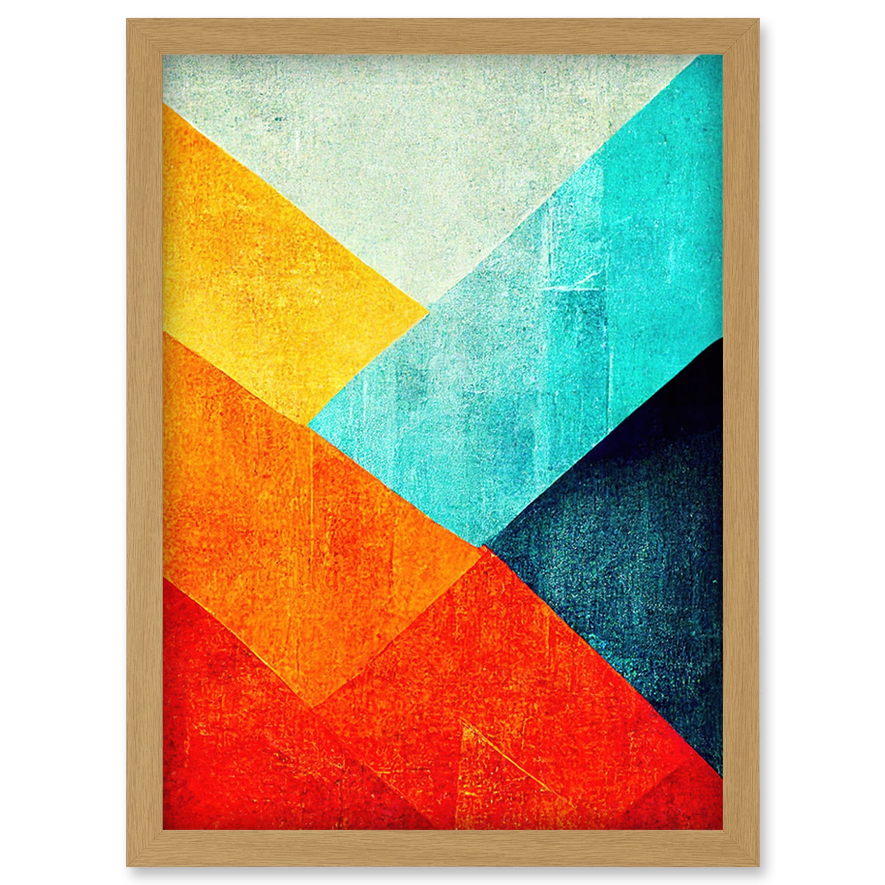 Striking Modern Abstract Bright Bold Colour Blocks Painting Artwork