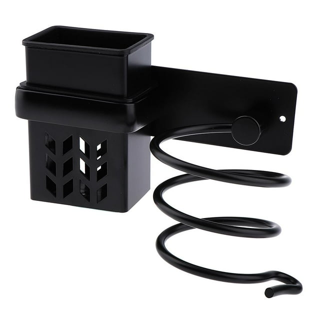 Soporte de pared para secador de pelo, organizador de almacenamiento colgante para secador de pelo Negro