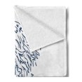 thumbnail image 2 of Sea Soft Flannel Fleece Blanket, Hokusai Inspired Atlantic Ocean Wave Colored Marine Hand Drawn Sketch Plain Background, Cozy Plush for Indoor and Outdoor Use, 50" x 60", Night Blue, by Ambesonne, 2 of 5