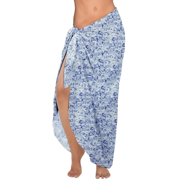 HAPPY BAY Women's Swimsuit Cover-up Beach Bikinis Sarongs Coverups Wraps Skirt Beachwear Summer Swim Cover ups for Women One Size Blue, Floral