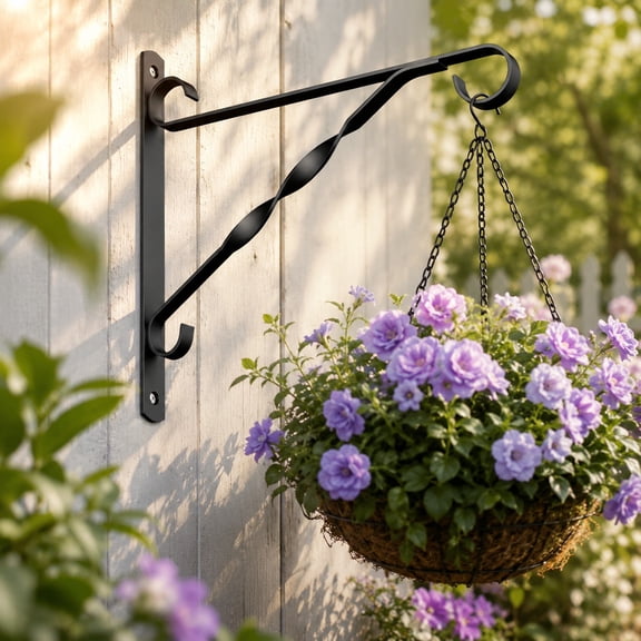 Artrylin Black Wrought Iron Wall Mounted Plant Hanger Bracket with Heavy Duty