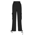 thumbnail image 4 of DPTALR Women's High Waisted Wide Leg Cargo Pants With Pockets Military Trousers,Black,Size XL, 4 of 9