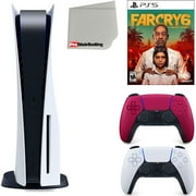 Sony Playstation 5 Disc Version (Sony PS5 Disc) with Cosmic Red Extra Controller, Far Cry 6 and Microfiber Cleaning Cloth Bundle