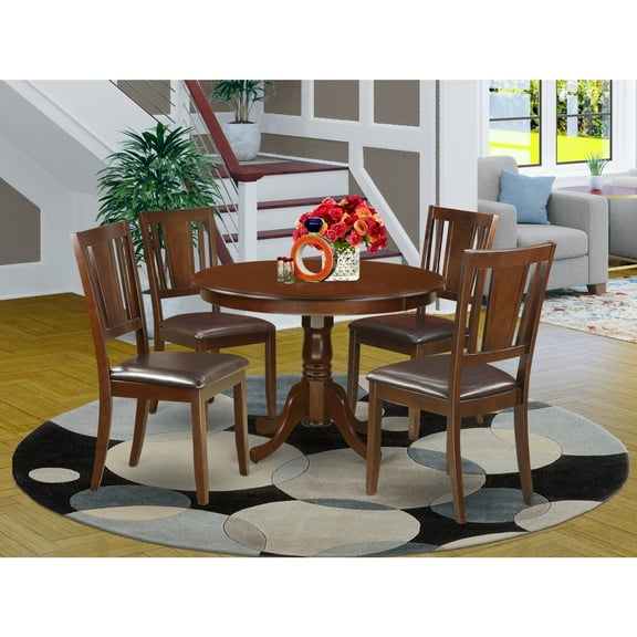 Round Kitchen Table Set with Dinette Chairs - 5 Piece Dining Room Table Set