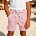 thumbnail image 4 of LEKWK Boys Cotton Workout Shorts Elastic Waist Drawstring Casual Bottoms Loose Fit Comfy Athletic Shorts with Pockets Summer Running Gym Outfits 0-12Y, 4 of 5