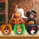 thumbnail image 3 of Moyic Bolsa de regalo de Halloween con asa Atmósferas temáticas reutilizables Bolso decorativo para dulces Galletas Snack Sack Bar Table Kits de decoración para fiestas Naranja, 3 of 6