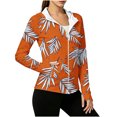 thumbnail image 5 of Warop Womans Zip Up Hoodie, Long Sleeve Leaf Print Thumbhole Sun Protection Jacket, Beach Vacation Swimwear Cover Up, 5 of 5