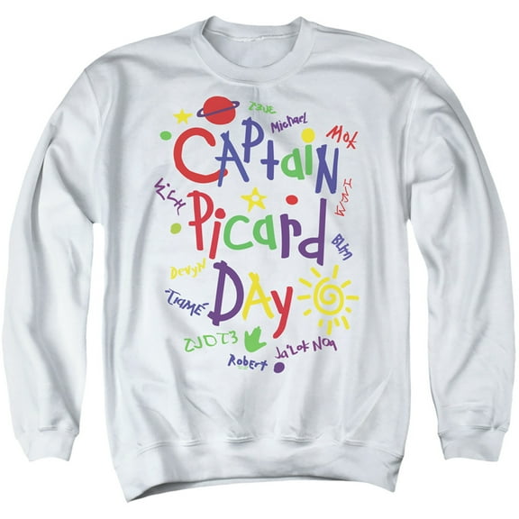 Star Trek Picard Picard Day Adult Crewneck Sweatshirt White