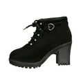 thumbnail image 2 of Bnwani Boots Women Winter Fashion Toe Zipper High-Heel Chunky High Ankle Casual Solid Boot Black Size 5.5, 2 of 9