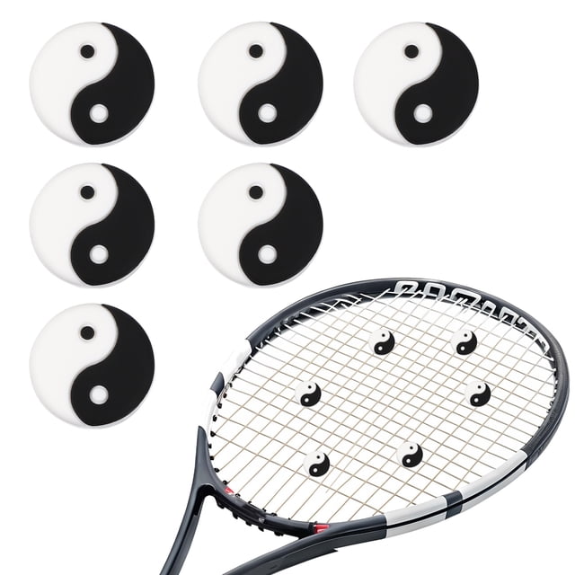 Uxcell Tennis Dampener, TaiChi Silicone Tennis Racket Dampeners Racket Shock Absorber to Reduce Vibration Soft Cute Fitting for (Players/Universal Fit for All Racquets) 6Pcs & White