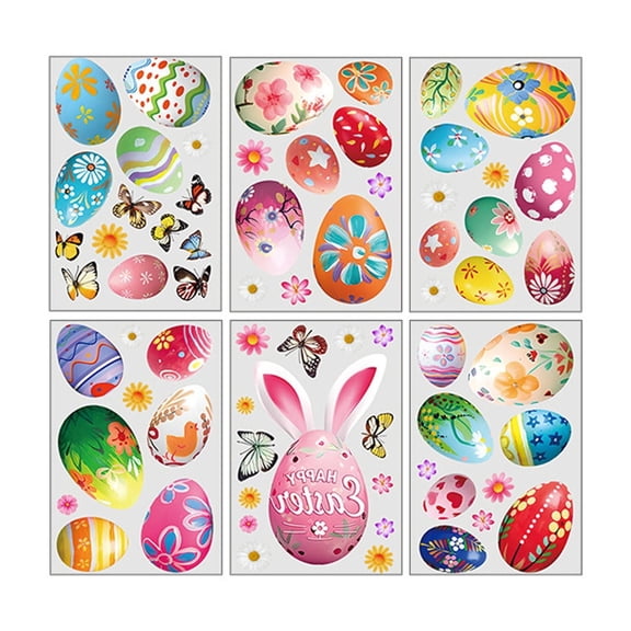 Deeceymbur Easter Window Stickers Bunny Eggs Design PVC Decals for Glass Door Wall Decoration Holiday Party Decor Easter Celebration