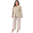 thumbnail image 3 of DARING DIVA Women's Plus Long Sleeve Office Work Blazer Jacket Khaki 1X, 3 of 6