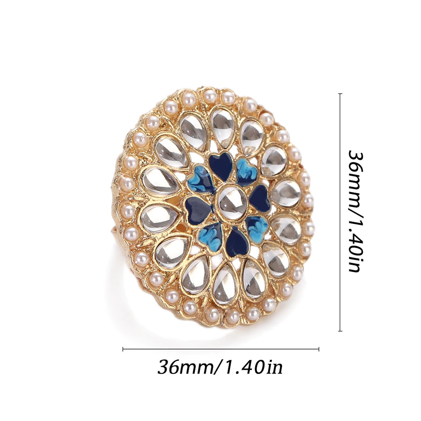 Party-Wear Traditional Royal Look Big Ring for Women in Golden Color |  Glamorize Yourself