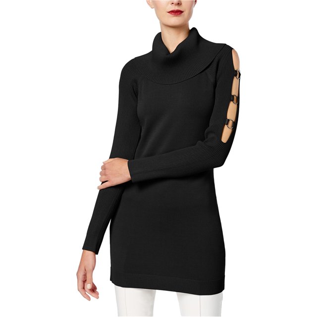 I.N.C Womens Cut Out Tunic Sweater, Black, Medium