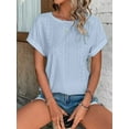 thumbnail image 4 of TEMOFON Summer Short Sleeve T Shirts for Women Casual Loose Tunic Tops Comfortable Crew Neck Tops for Womens Clothes Eyelet Embroidery Blouses Shirts, 4 of 8