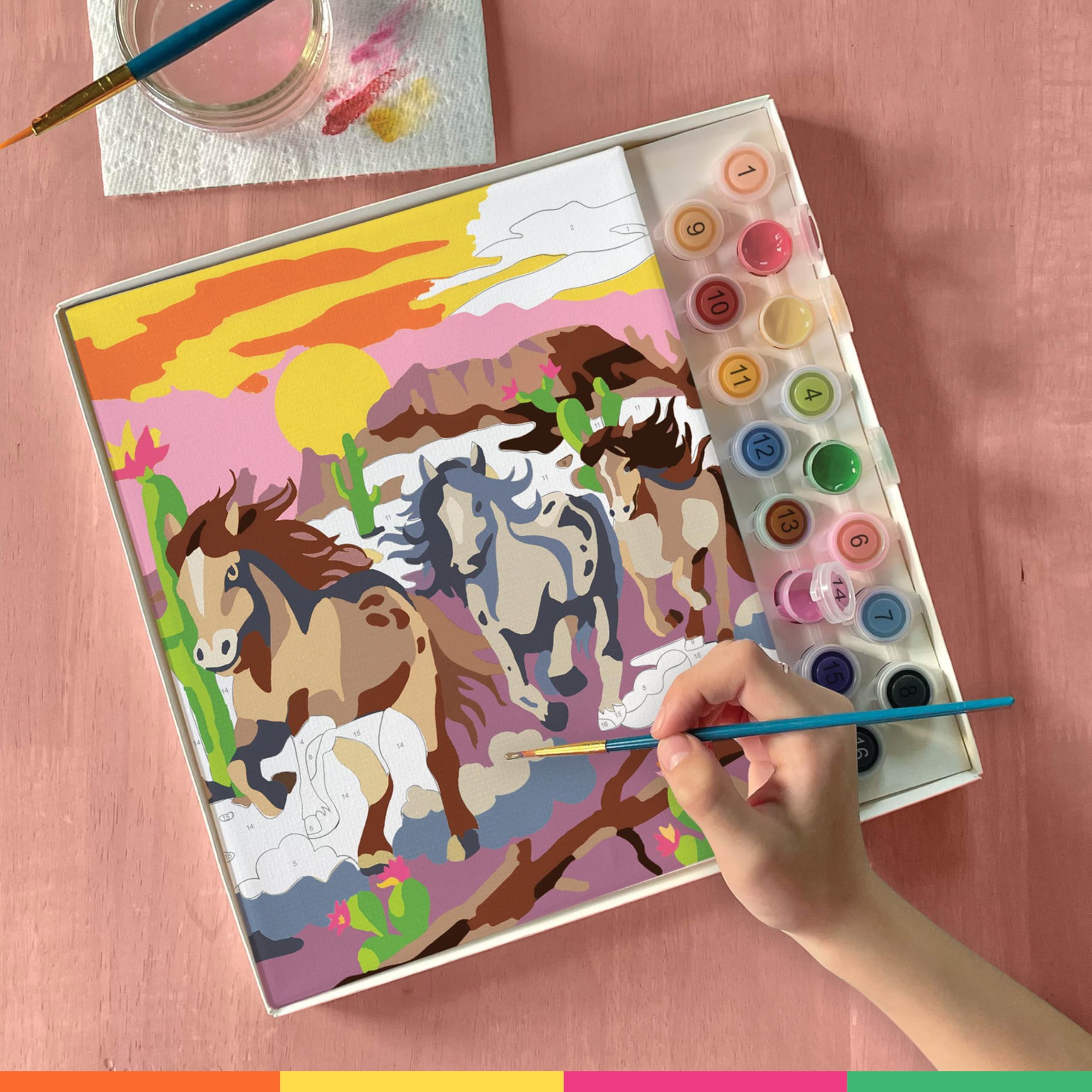 Bright Stripes iHeartArt Paint By Number Kit - Wild Horses