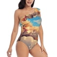 thumbnail image 3 of Cauagu Cloud Sleeping Cat Print Women's Sexy One Piece Swimsuits One Shoulder Ruffle Tummy Control Bathing Suit Slimming Swimwear-XX-Large, 3 of 6