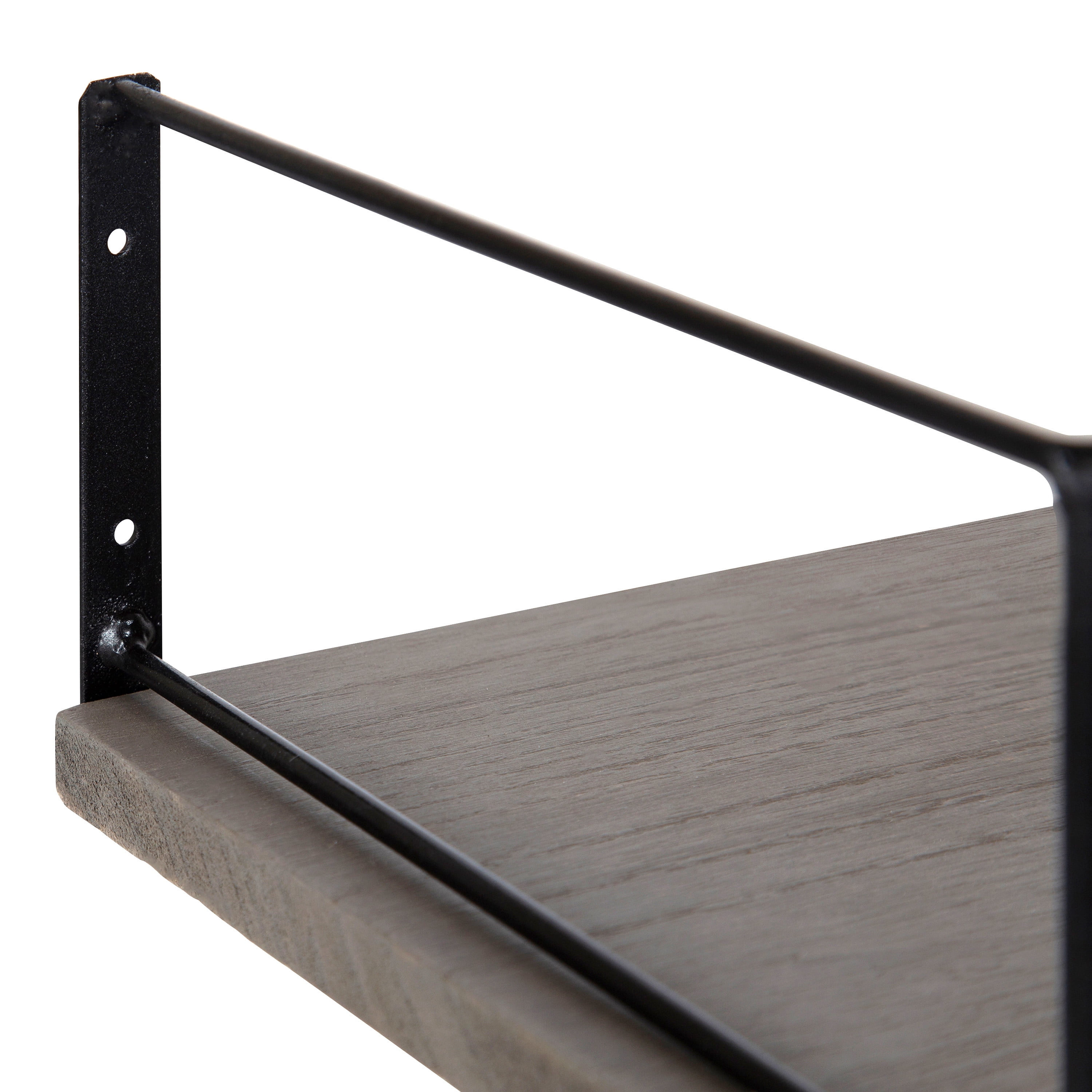 Kate and Laurel Benbrook Wood Wall Shelf, 24" x 8", Gray and Black, Rustic Farmhouse Storage