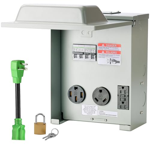 ETL Listed RV Temporary Power Outlet Panel with Breaker, with 20, 30, 50 Amp RV Receptacle, RV Electrical Outlet Breaker Panel for RV, Camper, Travel Trailer$$Tools & Hardware Other