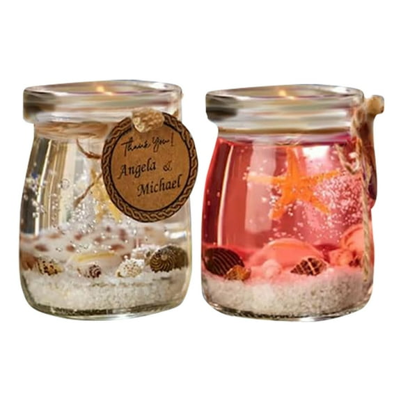 Ocean Theme Blue Purple Pink Gel Candle, Ocean Gel Candle with Shells, Handmade Ocean Shell Gel Wax Candle Scented Candle, Ocean Theme Gel Candles for Home Scented, F