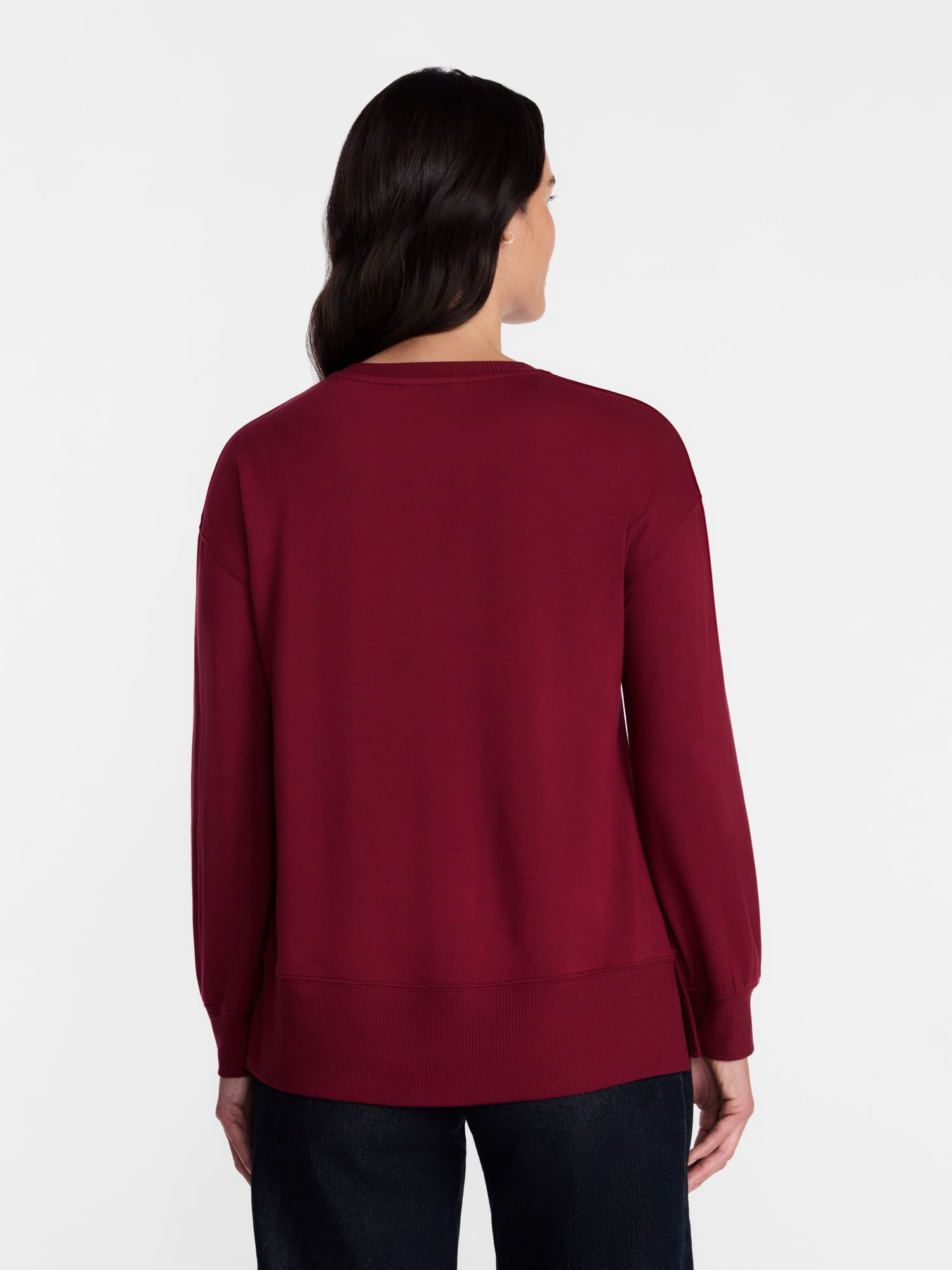 Time and Tru Women's and Women's Plus French Terry Tunic Sweatshirt, Sizes XS-XXXL