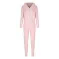 thumbnail image 3 of ZZwxWA Womens Two Pieces Tracksuit Outfits Casual Long Sleeve Zipper Hooded Sweatsuit and Drawstring Pants Set with Pockets Holiday Deals, 3 of 5