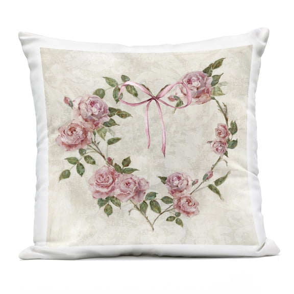 Stupell Industries Rose Heart Wreath Design by Sally Swatland Outdoor Printed Pillow
