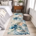 thumbnail image 5 of Nautical Teal Washable Runner Rugs 2'x6', Octopus Ocean Coral Starfish Coastal Map Low Pile Throw Entryway Rug Non-Slip Sturdy Edge Binding Carpet for Indoor Bedside Entrance Bedside, 5 of 9
