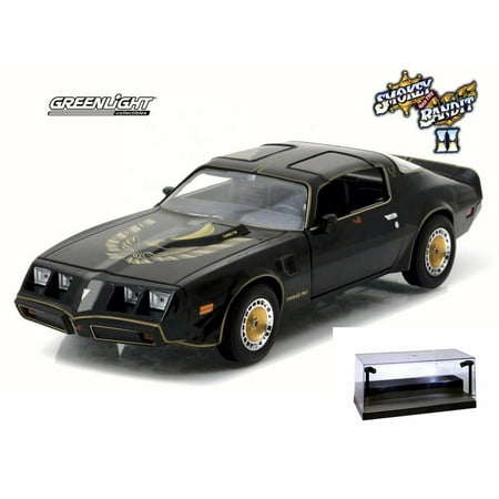 Diecast Car w/LED Display Case - Smokey and The Bandit II 1980 Pontiac Firebird T/A Turbo 4.9L T-Top, Black - Greenlight 84031 - 1/24 Scale Diecast Model