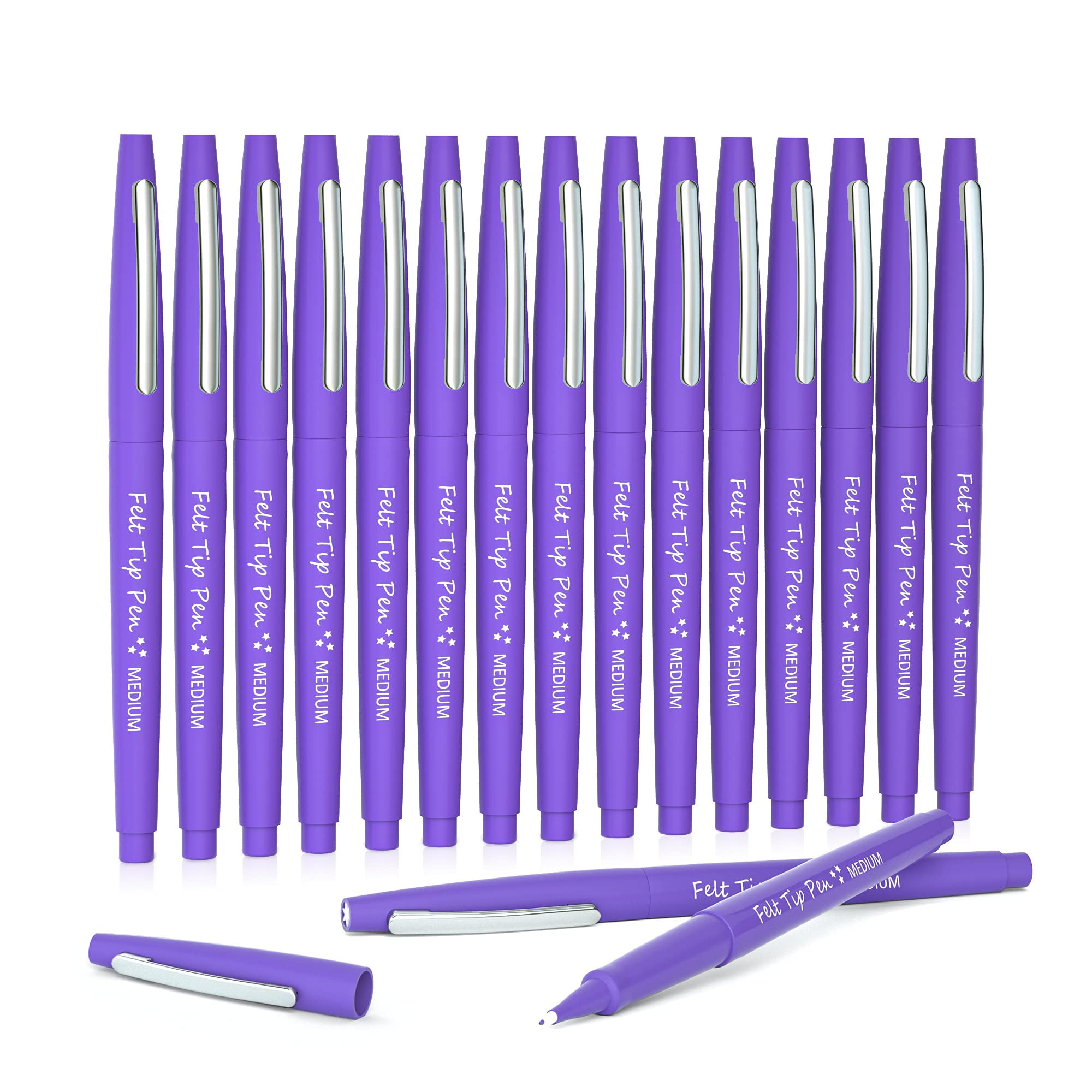 Lelix Felt Tip Pens, 15 Purple Pens, Medium Point Felt Pens