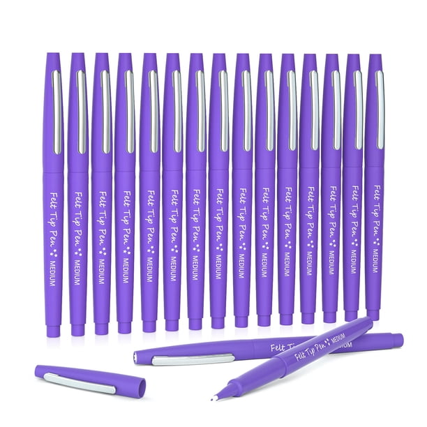 Lelix Rotuladores De Punta De Fieltro, 15 Rotuladores Morados De 0,7 Mm, Rotuladores De Punta Media, Rotuladores De Punta De Fieltro Para Diario, Escritura, Toma De Notas, Planificador, Perfecto Para