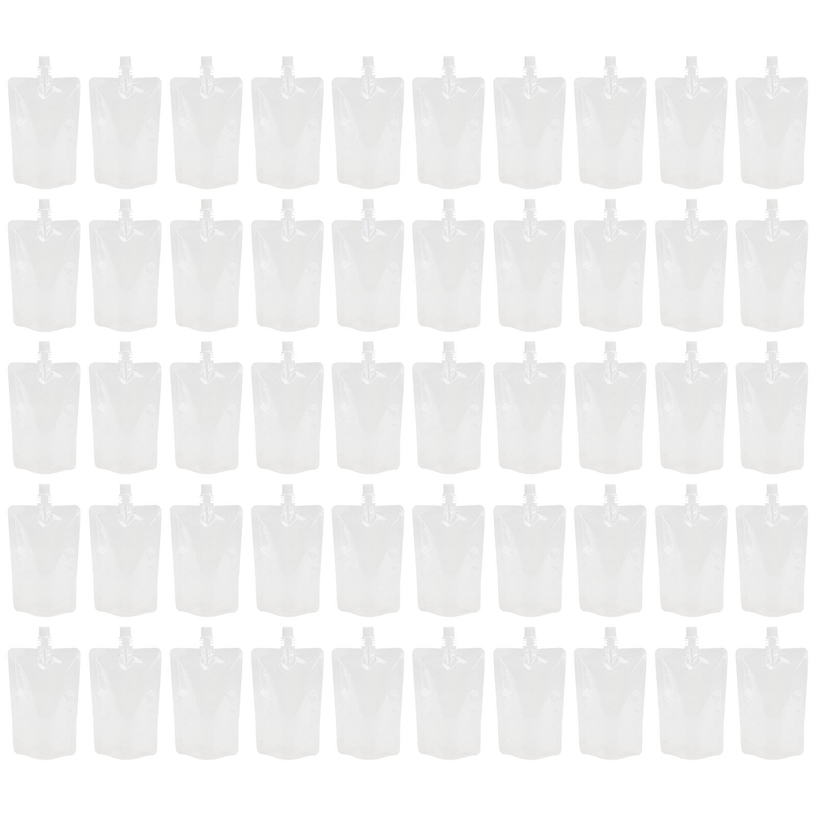 50pcs Transparent Beverage Flasks Standing Liquor Pouch Portable Plastic Drinks Bag (300ml)