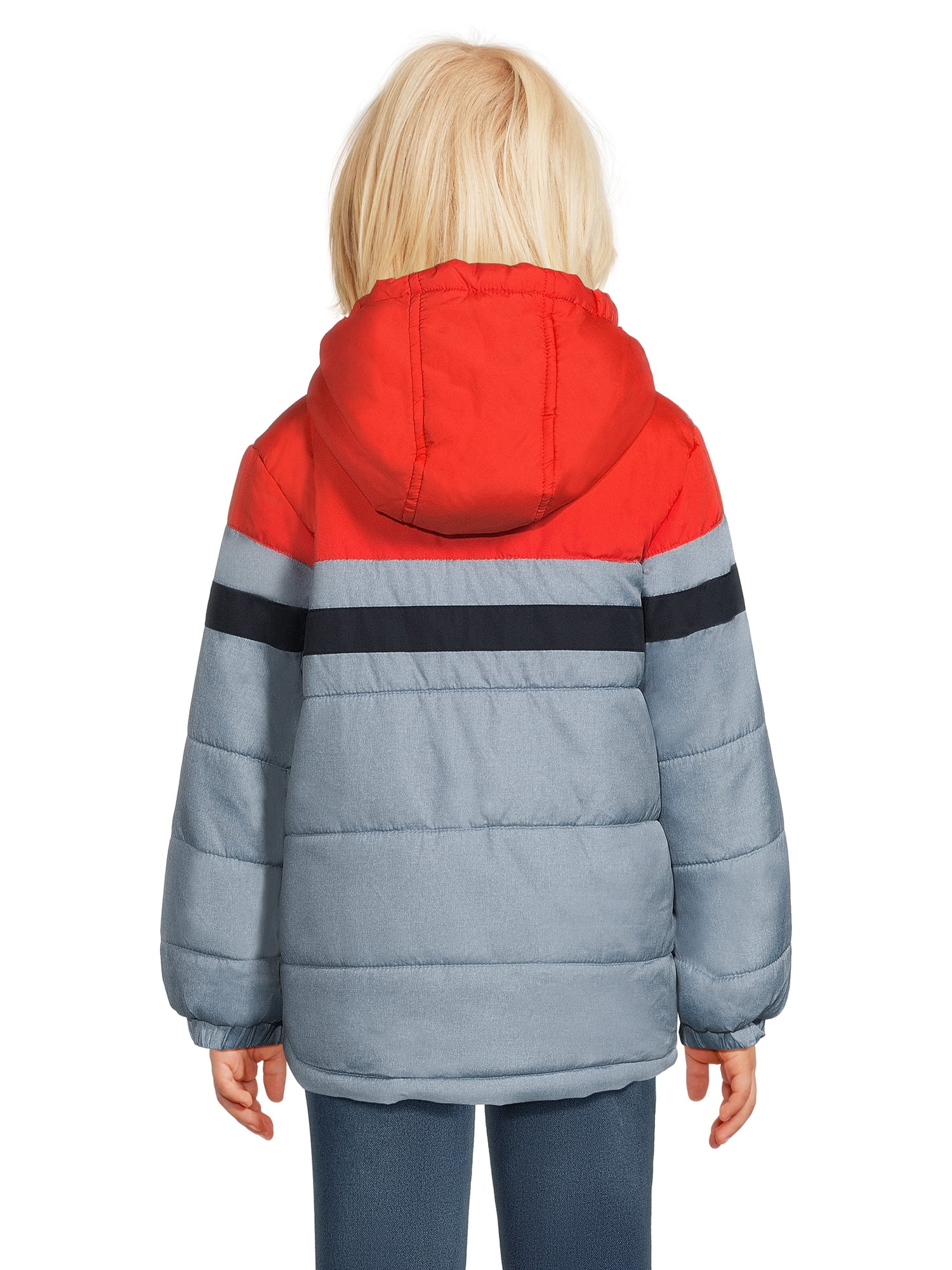 London Fog Boys Hooded Full Zip Long Sleeve Colorblock Puffer Coat, Sizes 4-16