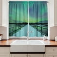 thumbnail image 2 of Ambesonne Lime Green Kitchen Curtains, Bridge Snowy Arctic, 55"x39", Lime Green Petrol Blue, 2 of 3