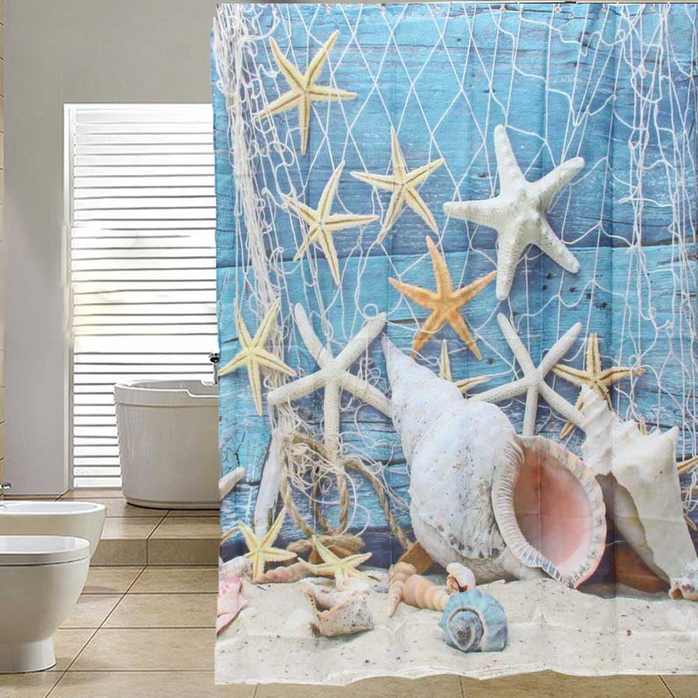 Landscape Print Polyester Mildewproof Waterproof Bathroom Shower Curtains CN 
