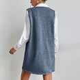 thumbnail image 4 of Robe Chandail Courte Sans Manches à Col en V pour Femme, Tricotée, Unie, avec Poches, Décontractée, Confortable, Tunique à Enfiler, 4 of 5