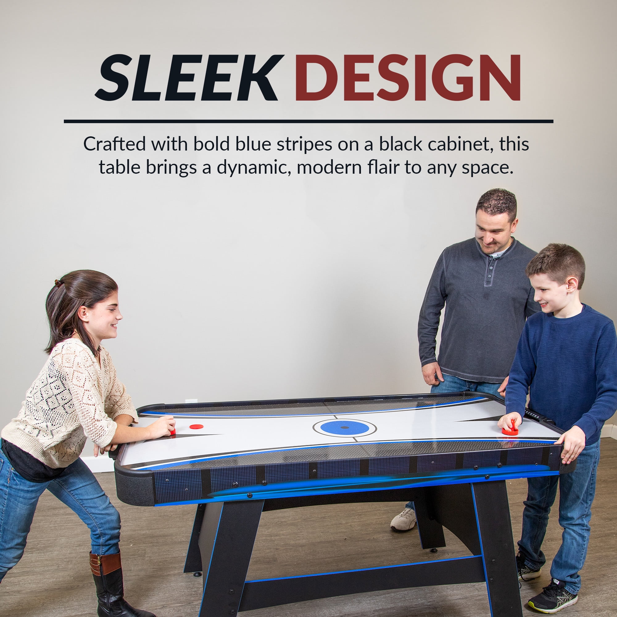 Hathaway Bandit 5-Ft Air Hockey Table for Home Game Room - With Table Tennis Top, Manual Scoring, High-Output Blower, Vibrant Graphics, Strikers & Pucks - Black and Blue Finish