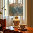 thumbnail image 6 of Linen Drum Lampshades Weathered Concrete Texture Blue Gray Paint Rust Stains 13"x13"x10" Light Shade for Table Lamps Floor Lamp Shades Lampshade Replacement Assembly Required, 6 of 8