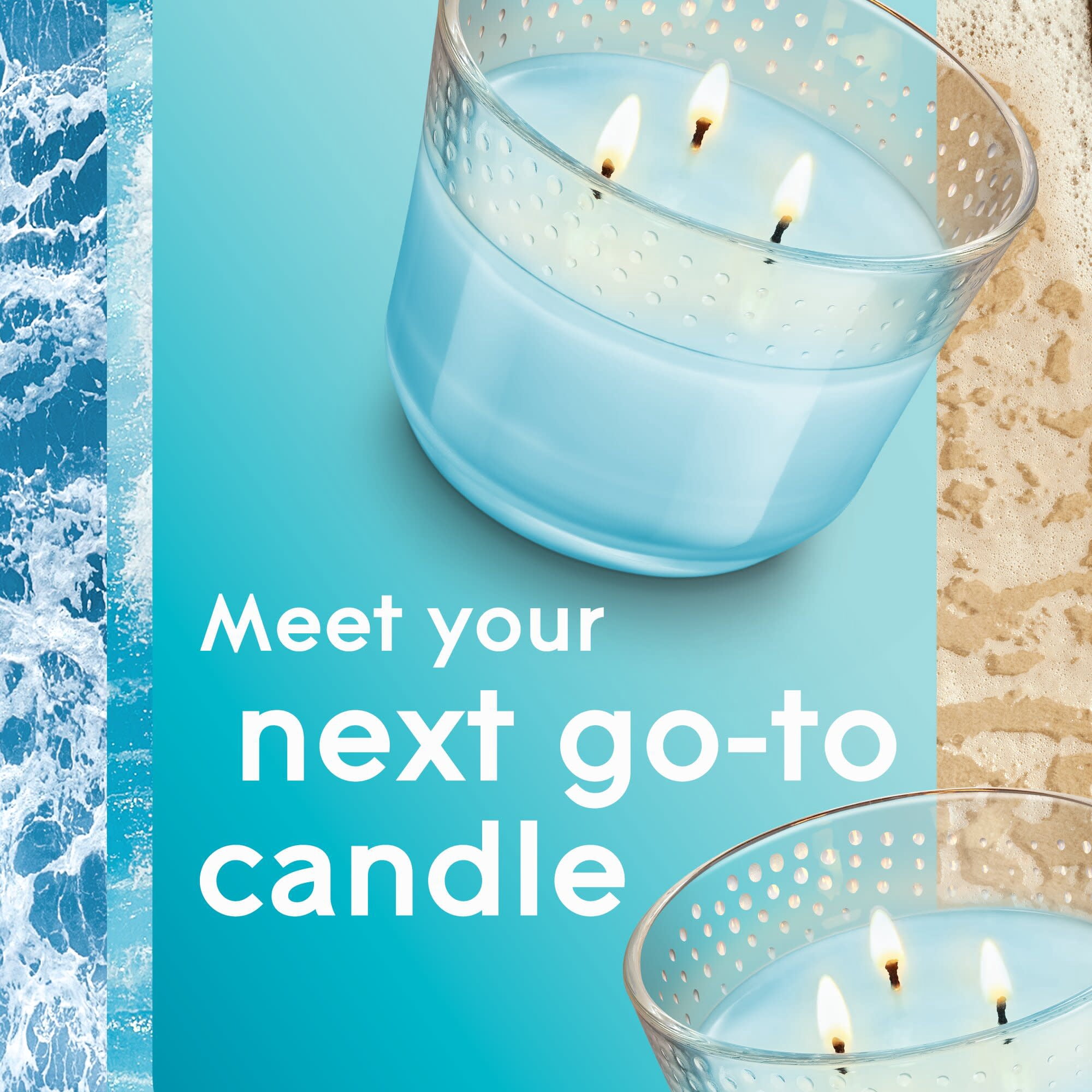Glade 3-Wick 6.8 oz Jar Candle, Aqua Waves, Blue