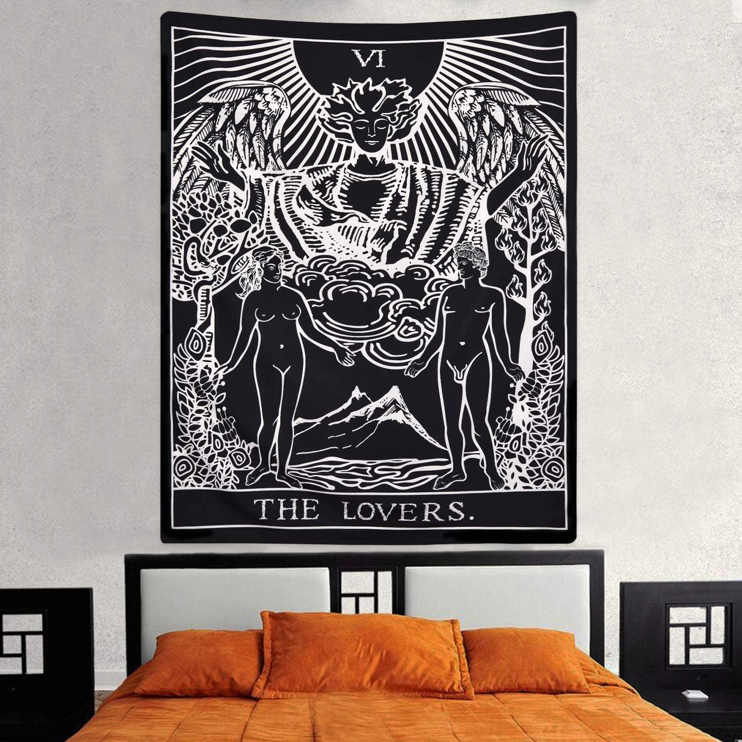 Tarot Cards Tapestry The Lovers Tapestry Lovers Stand Under The Tree Tapestry Black Tapestry Med eval Europe D v nat on Tapestry for Room Walmart