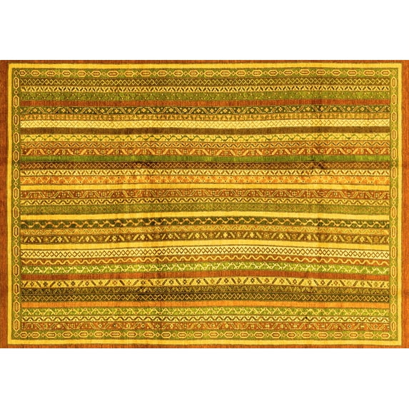 Ahgly Company Indoor Rectangle Abstract Yellow Modern Area Rugs, 8' x 12'