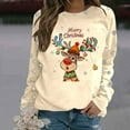 thumbnail image 4 of Merry Christmas Sweatshirts for Women 2025 Long Sleeve Crewneck Cute Reindeer Graphic Sweatshirt Pullover Tops, 4 of 6