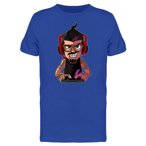 Cartoon Gamer With Beard T-Shirt Men -Image by Shutterstock, Male x-Large