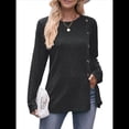 thumbnail image 2 of Tops de Larga para Mujer, Túnicas, Botones, Abertura Frontal Negro y Gris XL, 2 of 9