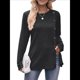 thumbnail image 2 of Tops de Larga para Mujer, Túnicas, Botones, Abertura Frontal Negro y Gris L, 2 of 9