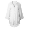 thumbnail image 4 of HAiming Women's Casual 3/4 Sleeve Shirts Trendy V Neck Button down Tops Oversized Tie Side Summer Loose Blouse, 4 of 5
