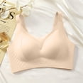 thumbnail image 5 of Womens Wireless T-Shirt Bra, Full Coverage Seamless V-Neck Bras with Adjustable Straps, Light Support Comfort Bra | VerBelle,Beige L, 5 of 6