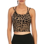 LELINTA Women Crop Tops Sports Bras Mesh Longline Fitness Camisole Yoga Workout Running Gym Pad Shirt with Removable Cups