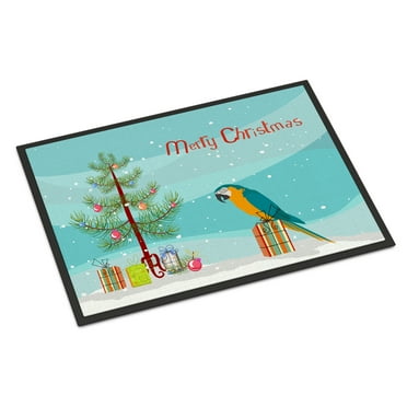 Carolines Treasures CK4500MAT Macaw Merry Christmas Door Mat Indoor Rug or Outdoor Welcome Mat 18x27 Doormat  27"L x