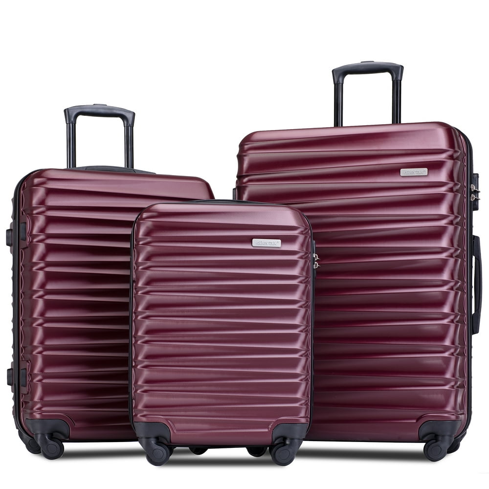 Segmart - 3 Piece Luggage Sets with Double Spinner Wheels, Durable ABS ...